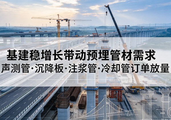 开平基建稳增长带动预埋监测管材需求，声测管、沉降板、注浆管订单持续放量